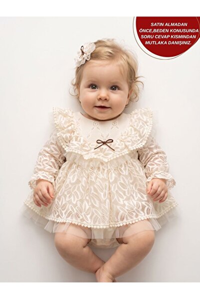 aysskids Zoe Lace Hair Clip Long Sleeve Holiday Baby Girl Romper