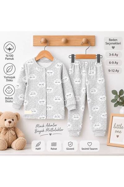 Babyboo Cloud Patterned Double Baby Pajama Set