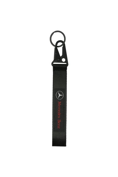Mercedes Benz Premium Car Keychain Strap With Metal Clip Ring Black Fabric Ke...