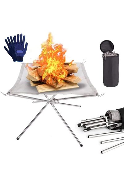 Junaris Portable Outdoor Burner, Foldable Stainless Steel Fire Pit with Fire ...