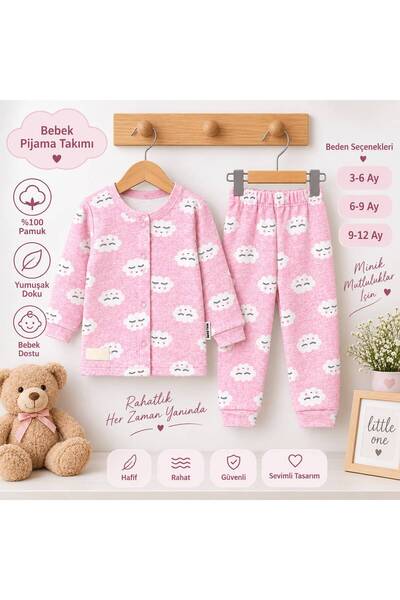 Babyboo Cloud Patterned Double Baby Pajama Set