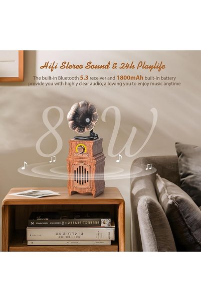 MACON Retro Bluetooth Speaker with FM Radio, Bass, Retro Radio 5.3 Wireless Speaker Vintage Radio