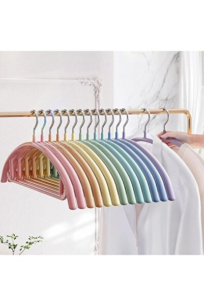 Yelajoy 21Pcs Colorful Non-Slip PVC Coated Metal Clothes Hangers, Wide Heavy ...