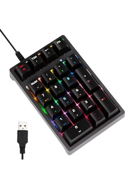 KASTWAVE Mechanical USB Wired Numeric Keypad with Blue LED Backlit, 21-Key Mi...