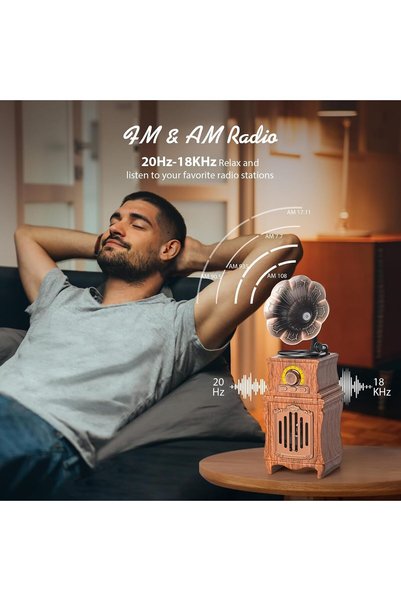 MACON Retro Bluetooth Speaker with FM Radio, Bass, Retro Radio 5.3 Wireless Speaker Vintage Radio