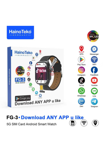 HAINOTEKO FG-3 5G Android Smart Watch with Real AMOLED Display SIM Card Suppo...
