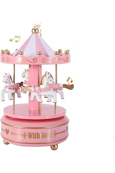 GENERAL Light up Musical Carousel Toy, 4 Horse Rotating Music Box with Led Li...
