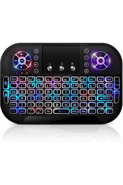 EXCEFORE Mini Wireless Keyboard with 7 Colors RGB Backlit and Touchpad, Seaml...