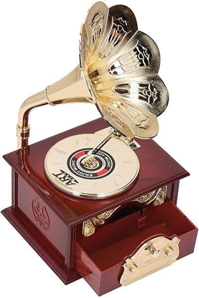 Fafeicy Vintage Phonograph Gramophone Music Box, Exquisite Mechanical Music B...