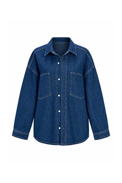 Özge Özgenç Çift Cepli Basic Denim Gömlek
