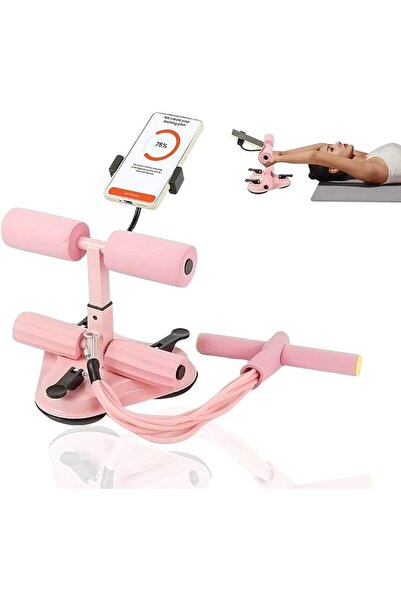 HASTHIP Suction Sit-Up Bar with 3 Cups, 6-Tube Adjustable Height, Pink