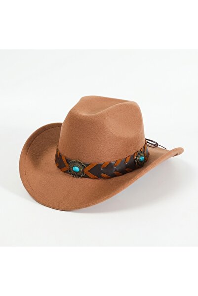 KAZUKO Fashionable Cowboy Hat for Men and Women Decorated with Braided Ribbon...