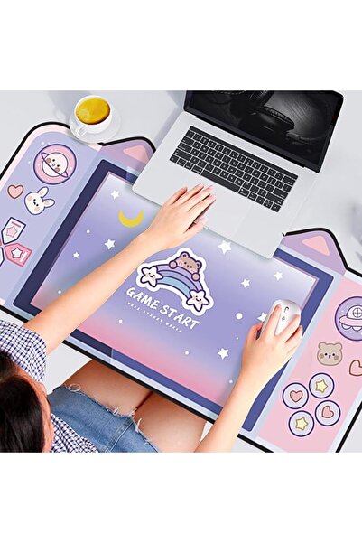 TERRIFI Anime Mouse Pad, Cute Cat Ear Extended Gaming Desk Mat, 31.5 x 15.7 I...