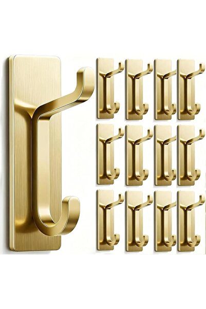 GENERAL Tazweeq Stainless Steel Self-Adhesive Wall Hooks, Gold Finish, 13 lb ...