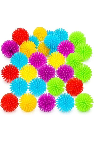 TERRIFI Mini Spiky Porcupine Sensory Balls, 25 Pack Multicolor Fidget Stress ...