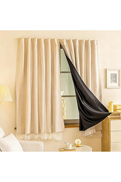 Yelajoy 100% Blackout Curtain with Double Layer Voile, Self Adhesive No Drill...