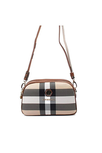 Silver Polo Beige - Tan Plaid Women's Crossbody Bag Sp745