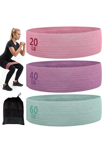 GENERAL Fabric Resistance Bands Set，Non-Slip Elastic Workout Band (3PCS)