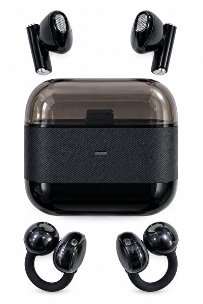 Clevora Kablosuz Bluetooth Kulaklık 2’si 1 Arada Klipsli Kulak İçi 4’lü Siyah