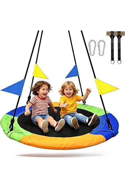 GENERAL Andanna Saucer Tree Swing in Multi-Color Rainbow with Adjustable Rope...