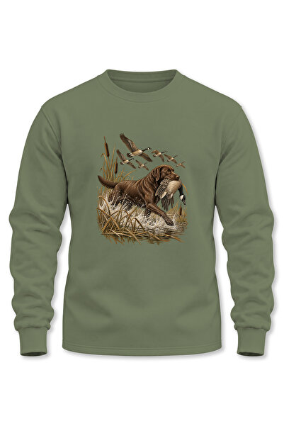 WİDİ Φούτερ Hunter με στάμπα Labrador, μακρυμάνικο, με 3 κλωστές και ριμπ ύφανση
