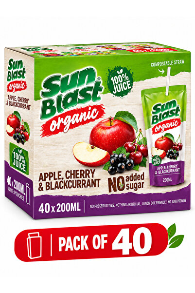 Sun Blast عصير التفاح والكرز والتوت الأسود العضوي (100% طبيعي) بدون سكر مضاف ...
