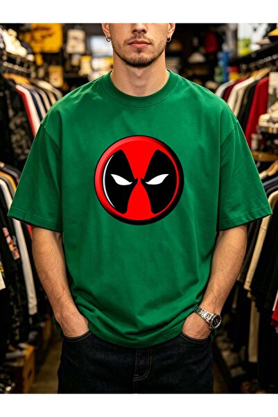 Arabest Men's 100% Cotton T-Shirt Green Deadpool Print