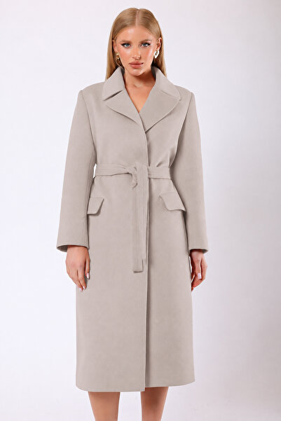 Leather Club Stone Color Rosalinda Cashmere Coat