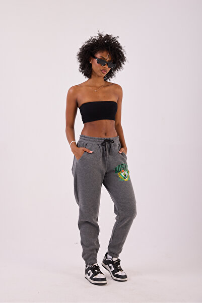 Superbluemexico Women's Gray Boston Basic Jogger Pants