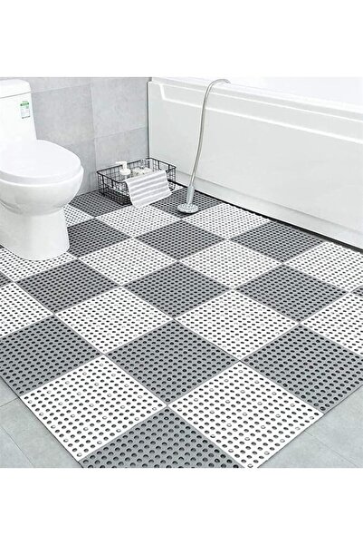 YHRY 12 Pack Bathroom Anti-Slip Splicing Floor Mats, 11.8 X 11.8 Inch Soft PV...