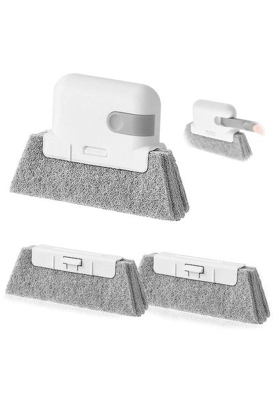 Arabest 3-in-1 Window and Groove Cleaning Brush Set with Replaceable Sponge H...