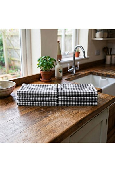 INTER Z 6-Piece Gingham Kitchen Napkin and Drying Cloth Set American Service ...
