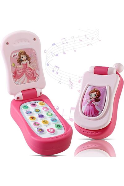 TERRIFI Phone Toy for Toddlers, Foldable Mobile Phone with Light & Music, Int...