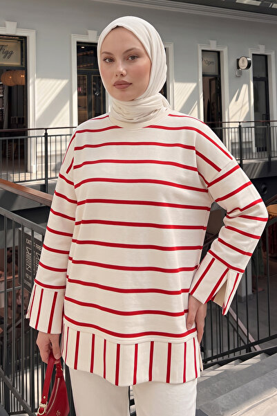 Salih Çelebi Striped Tunic 22089 - Red