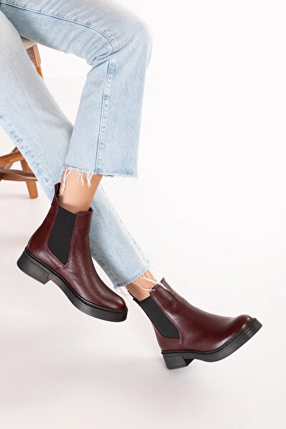 Gondol Genuine Leather Double Elastic Casual Lightweight Boots Shakira Burgundy
