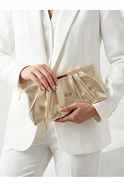 H&D COLLECTİON Γυναικεία γυαλιστερή τσάντα clutch τύπου portfolio