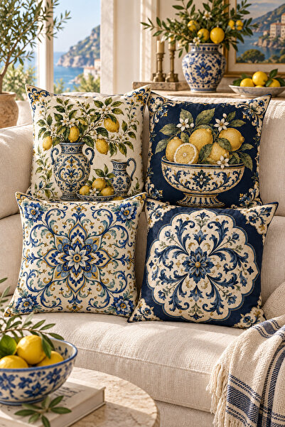 Evdek Double-Sided Printed 4-Piece Throw Pillow Cover Set 6Eld4