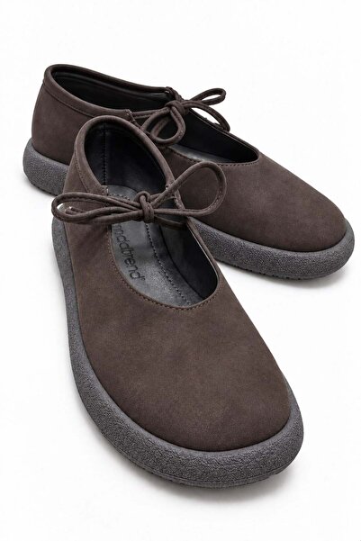 CCWAY AYAKKABI Γυναικείο Μονόδετο Απλό Loafer ΚΑΦΕ NUBUCK