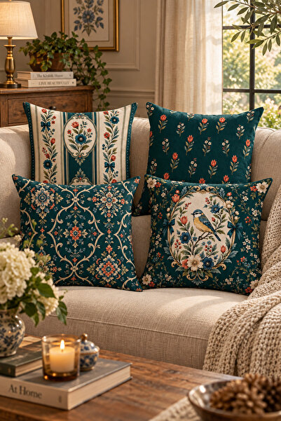 Evdek Double-Sided Printed 4-Piece Throw Pillow Cover Set 6Esld1