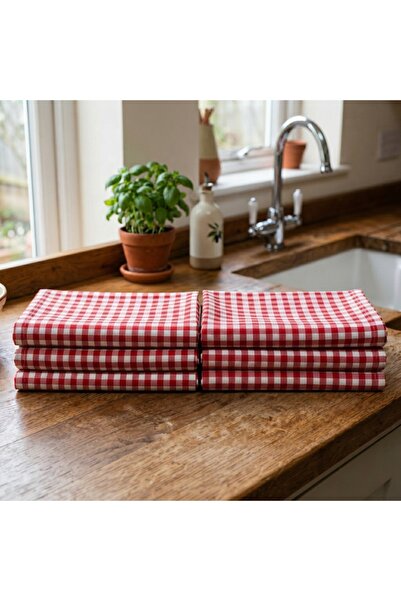 INTER Z 6-Piece Gingham Kitchen Napkin and Drying Cloth Set American Service ...