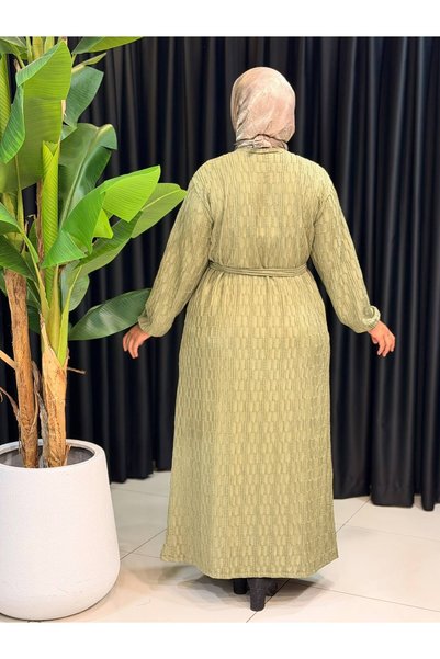 Butik büyük beden Lycra Belted Dress