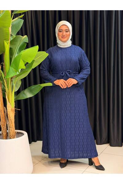 Butik büyük beden Lycra Belted Dress