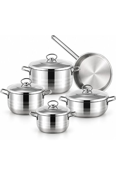 Biki Korzmanz 18/10 Stainless Steel Cookware Set, 9 Pieces, with Stainless St...