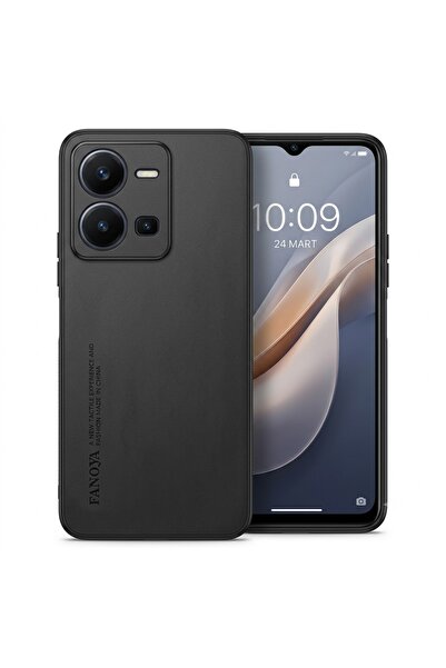 Nezih Case Vivo Y35 ile Uyumlu Kamera Korumalı Kenarları Silikon Suni Deri Kılıf