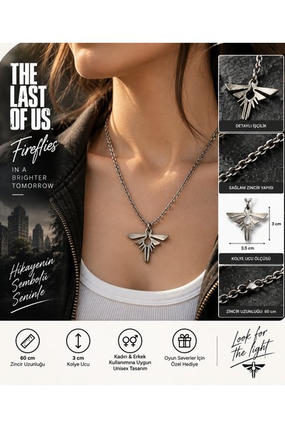 HER ŞEY NOTA www.herseynota.com The Last of Us Fireflies Fireflies Symbol Necklace with 60 cm Chain Unisex