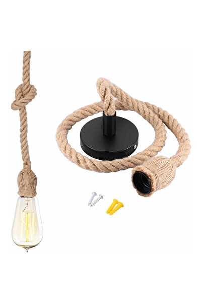 Noonedibs Lambă Penel din Sfoară de Cânepă Naturală 100cm, Priză E27 – Decor ...