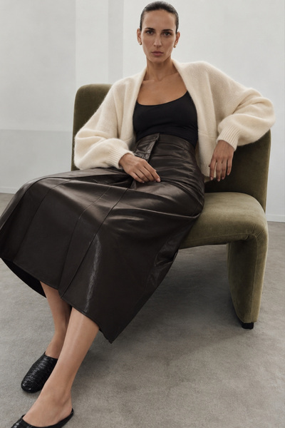 Black Fashion Yün Karışımlı Balon Kol Ekru Bolero Kazak