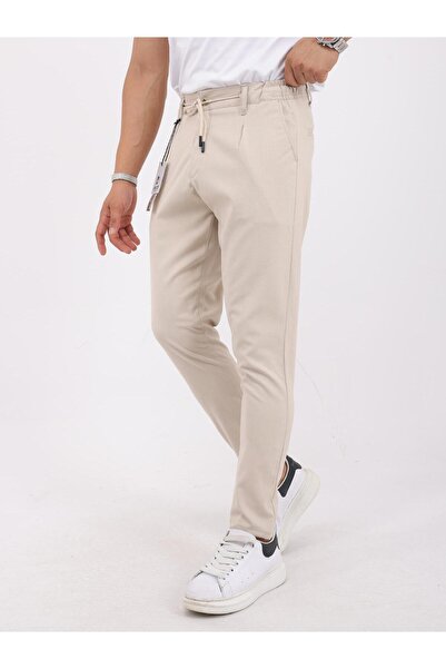 Erkek Slim Fit Jogger Yarım Lastikli Bağcıklı Kumaş Pantolon