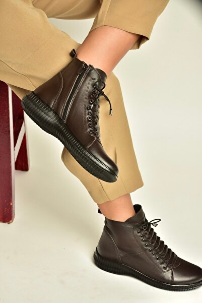 Fox Shoes Z999100903 Brown Genuine Leather Comfortable Fit Women's Boots