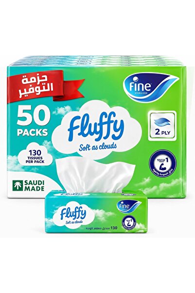 FINE Fluffy Facial Tissues, 2-ply, soft cotton texture, sterilized for germ p...